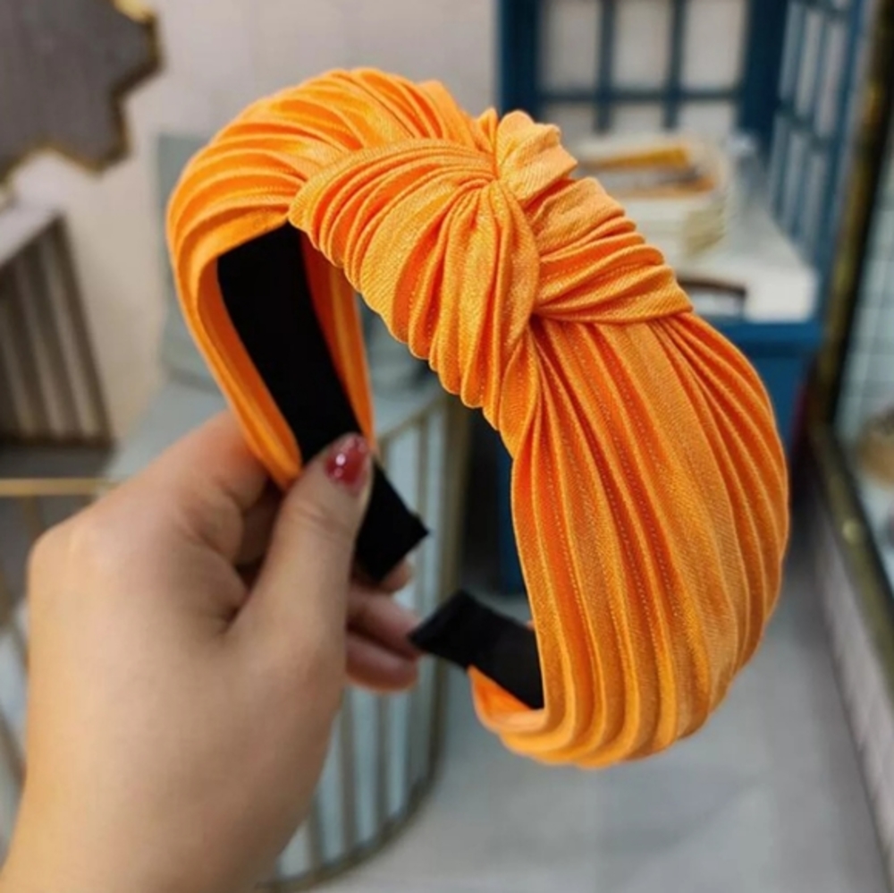 Stefanie Pleated Headband - Orange